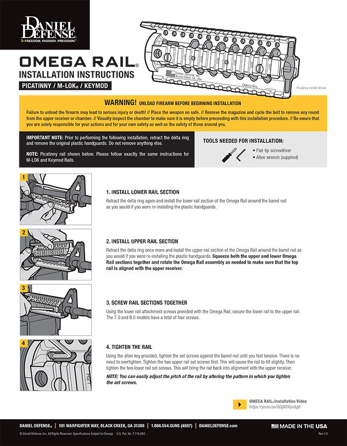 Omega Rail Installation Instructions